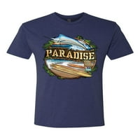 Wild Bobby, Paradise Surf Shack Marlin Pop Culture Men Premium Tri Blend тениска, Vintage Navy, X-Large