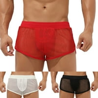 Мъжки вижте чрез мрежести къси панталони плажни джогинг фитнес бодибилдинг Boxer бельо оранжево XL