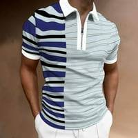 Поло ризи за мъже Мъжки пролет и лятна модна ревера цип с къс ръкав отпечатана тениска риза отгоре