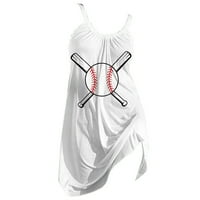 Дамски рокли летни ежедневни бейзбол печат оглавник жилетка рокли за жени