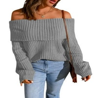 Жените Трикотажни от рамото пуловер Плътен цвят Случайни хлабав Дълги ръкави Пуловер върхове улично облекло