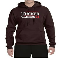 Wild Bobby, Tucker Carlson 'президент избори Политически унизийски графичен суичър с качулка, кафяв, голям