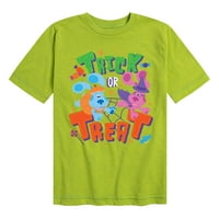 Сините улики - трик или лакомство - графична тениска с малко дете и младежи