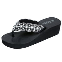 Rosarivae чифт неплъзгащи се плажни обувки Слайпсоли обувки Flops Pearl Diamond Shoes за летни жени, носещи