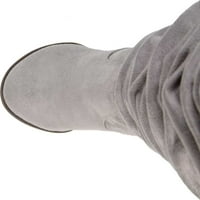 Дамски пътническа колекция Анел широк прасец коляно висока отпусната Обувка сив Фау Велур м