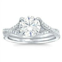 Harry Chad Enterprises 4. CT White Gold Round Cut Diamond Twisted Shank Wedding Ring, размер 6.5