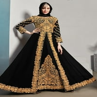 Черна мюсюлманска булка тежка бродерия Кафтан Анаркали рокля