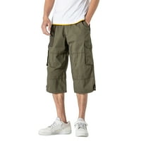 STAMZOD Summer Men's Capri Cargo Shorts Небрежно туризъм Военни тактически под коляното къси панталони с многопокети плюс размери панталони
