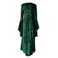 Follure Maxi рокли за жени с дълъг ръкав реколта келтско средновековна дължина на пода Ренесанс готическа косплей рокля