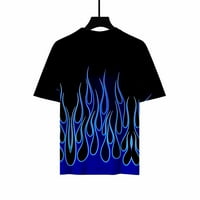 Simplmasygeni Men's Tops Summer Clearance Кратка ръкав Университет Ежедневна тениска 3D печат Графичен печат Пламък печат с къси ръкави върхове Небрежна блуза