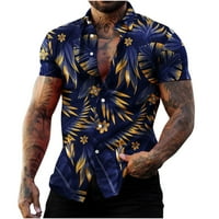 Мъжки ризи Просвет плюс размер ежедневни копчета Хавай Печат на къси риза с къс ръкав блуза