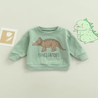 Прекрасно малко дете малко момиче динозавър печат суитчър за Пролет Есен Детски дрехи зелено 2-години