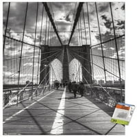 Крис Блис - Стенски плакат на Бруклин мост с бутални щифтове, 22.375 34