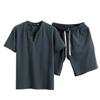 Къси панталони ръкав плътен костюм кратко мъжки цвят Две Части Памук комплект летни мъжки костюми & Комплекти костюми яке за мъже