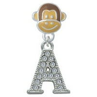 Crystal Initial - A - Граница с мъниста - Monkey Face Charm Bead