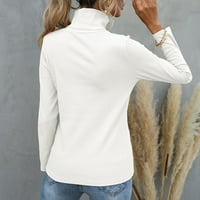 Пуловер Zunfeo за жени- дълъг ръкав твърд тънък приставка плетен върхове модерен пуловер с висока шия мек удобни есенни върхове бели XXL