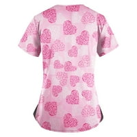 Дамски блузи блуза флорални къс ръкав ежедневни дамски ризи Кръгли деколте Лято Розово 3хл