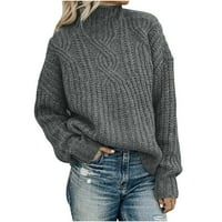Дамски модни Плътен Дълъг ръкав пуловер хлабав Поло плетене пуловер бански бикини комплект