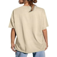 Glonme Women Crew Neckletters Print удобна тениска небрежна празнична туника блуза къса ръкав Лятна топ тениска тениска