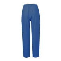 Не пропускайте панталоните на Himiway Palazzo за жени ежедневни летни женски панталони с широки панталони със солидно ежедневно спално бельо подрязани панталони с джобове синьо XL