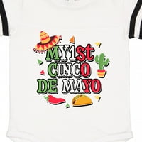 Inktastic моя първи Cinco de Mayo със сомбреро червен чили пипер тако и кактус подарък бебе момче или бебе момиче боди