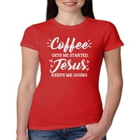 Дивото боби кафе ме кара да започна Исус ме държи на вдъхновяващи християнски жени тънки годни младши, червен, голям