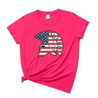 Дамски върхове жени модна ежедневна независимост ден отпечатване на свободни удобни върхове тениски блуза розово xl