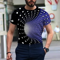 3D ризи за мъже спокойно прилягане за печат Смешно графично късо ръкав моден кръгла шия тийфр. Небрежна влага улично улично облекло син xxxxl