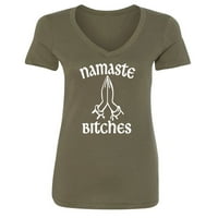 Namaste кучки дамски тениски с V-образно деколте