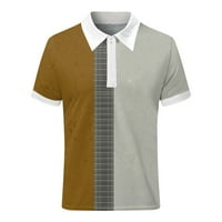 Wozhidaose Мъжки тениски пролет и летен цип с цип с къс ръкав отпечатана тениска с риза от мъжки ризи сиво xxl