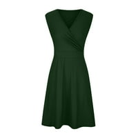 Айемет ежедневни рокли за жени лято жени v Врат без ръкави флорални отпечатани рокли ежедневни плажни рокли, зелени xxl