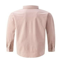 Niuer Men Tops Button Down Rishs Lapel Leck Tunic Rish Редовно прилепване на блуза с дълъг ръкав t розово 2xl