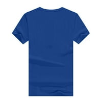 Bigersell жени летни ежедневни върхове дамски върхове момичета с къс ръкав блуза смешна щампа тениска тениска големи и високи бутони-деколте с късо ръкав блузи стил B34217, синьо L
