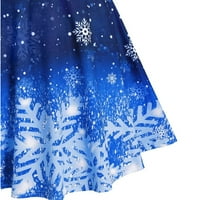 Жени коледна рокля реколта омбре цвят снежинка отпечатък от рокля за рамо парти