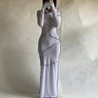 Miayilima Mini рокли за жени модни ежедневни пул пачури качулки подходящи рокля с дълъг ръкав
