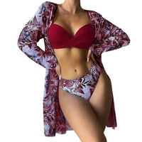 Плюс размер бански костюм за жени бикини мрежести хавайски печат на цветя плаж