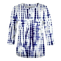 Ръкав блузи за жени графични Сладки топове монтирани около врата хлабав монтаж в Деколте ризи бизнес ежедневни блузи и ризи официални сини ШЛ