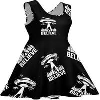 Bigfoot Alien Noien Uman's Summer Dress Swing Смешно отпечатано слънчево миене без ръкави без ръкави