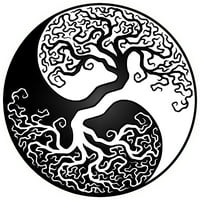 Бяло и черно дърво на живота yin yang мъжки бял графичен резервоар отгоре - дизайн от хора m