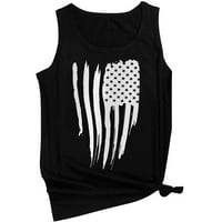 Дамски летни Потници Мода О-врата без ръкави Ден на независимостта флаг печат Потници ризи Плюс размер тениска върхове
