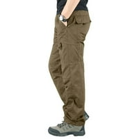 Товарни панталони за мъже Мъжки модни ежедневни много джобни закопчалки от цип мъжки товарни панталони на открито панталони панталони панталони жълт размер m