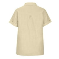Patlollav Womens Clearance върви модната солидна риза от женска V-образно деколте разхлабена тениска блуза