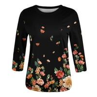 Тениски на лабакиха за жени пролетни ръкави ризи за жени Лятна модерни ежедневни върхове кръг кръг на шията пуловер удобни меки блузи черни