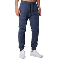 Мъжки аайомета товарни панталони улица от свободното време спорт много джобни каишки за каишка от твърд цвят тъкани товарни панталони