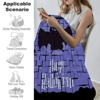 Хелоуин одеяло с калъф за възглавници, одеяло за паяк за спалня за общежитие за общежитие, декор за дома,138,52x59 ''