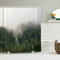 Природна мъгла Горски пейзаж душ завеса 3D печат водоустойчив плат Завеси за баня с баня с куки с куки