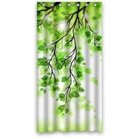 Красива Пролет Зелени Листа Дърво Душ Завеса Водоустойчив Полиестерен Плат Баня Завеса