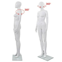 Пълно тяло женски манекен със стъклена основа гланц бял 68.9 модерен комплект мебели