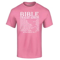 Shop4ever Мъжки библия Аварийни номера Стихове Налични графична тениска xx-голяма азалия розово