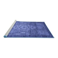 Ahgly Company Machine Wareable Indoor Rectangle Abstract Blue Modern Area Rugs, 3 '5'